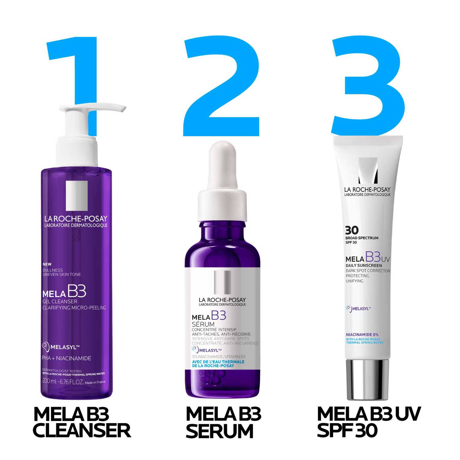 mela-b3-uv-daily-moisturizer-spf-30-with-melasyltm-niacinamide-k6 LaRochePosay-Product-MelaB3-MelaB3Cleanser-200ml-03337875890069-Routine_1500x1500_REV.jpg